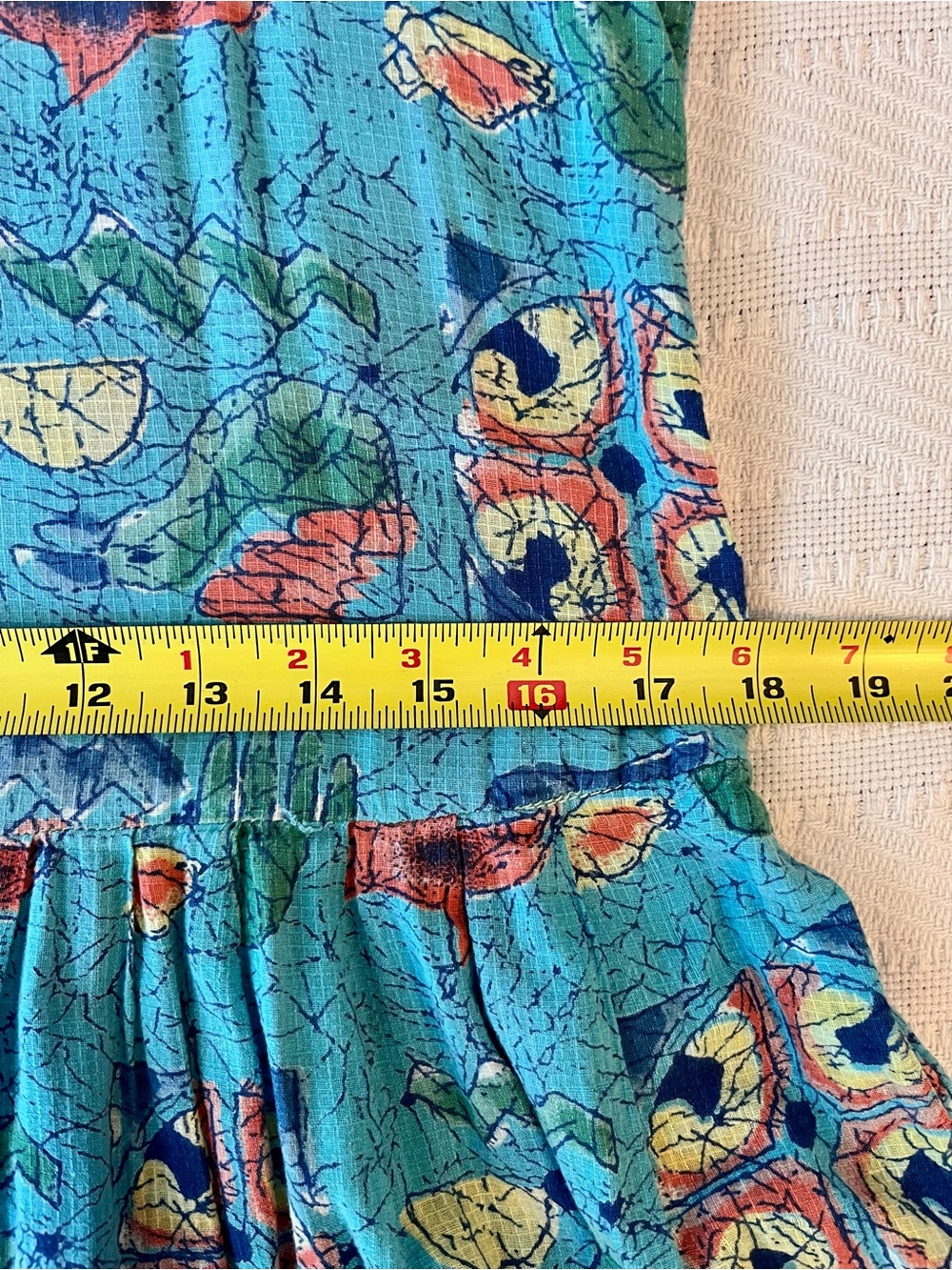 Aqua Blue Sleeveless Beachy Print Sundress, Vintage & Rare, Sultana by Adini - Picture 7 of 9